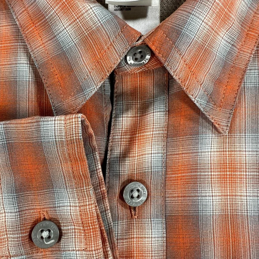 The North Face Shirt Mens XL Extra Large Orange Plaid Long Sleeve Button‎ Up
